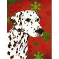thumbnail image 1 of Carolines Treasures SS4676CHF 28 x 40 Po. Drapeau de Noël en Toile Flocons de Neige Rouge et Vert Dalmatian Taille Maison, 1 of 4