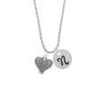thumbnail image 2 of Delight Jewelry Antiqued Snake Print Heart Silvertone Script Initial Disc - N - Charm Necklace, 20"+3", 2 of 4