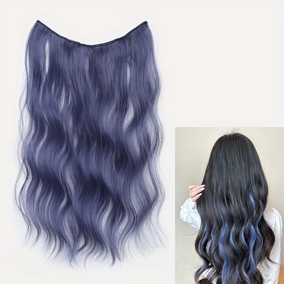 22-Inch Multi-Color Clip-In Hair Extensions | Women'S Synthetic Straight Hair Pieces for Party, Elegant Style-22inchAsh Blue (roll)