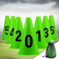 thumbnail image 3 of 10 conos de entrenamiento de fútbol de color verde de 23 cm, números 0 a 9, marcadores de barreras de fútbol, 3 of 15