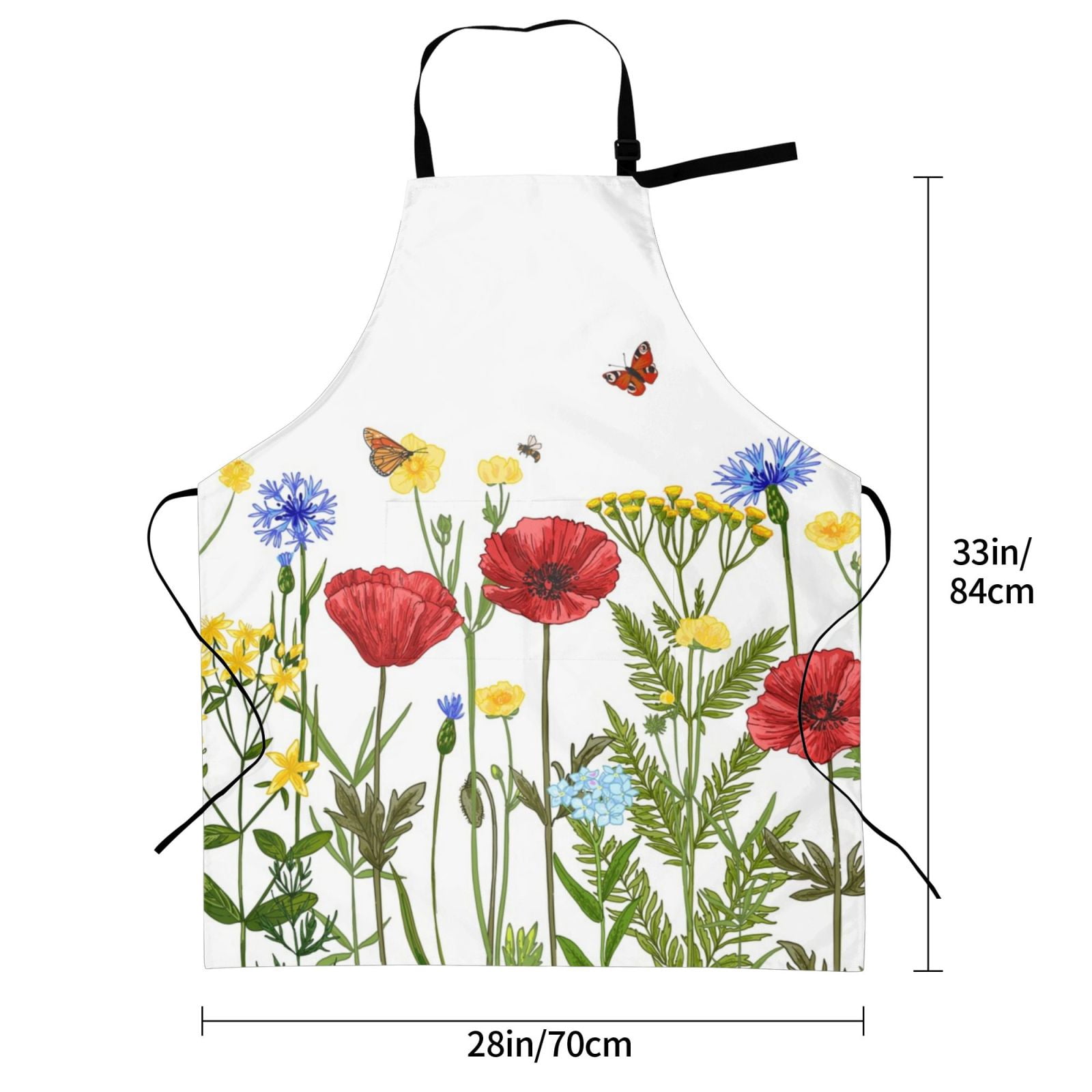Kdxio Wild Herbs Apron with Pockets Adjustable Kitchen Aprons for Men Women Waterproof Aprons for Cooking,Drawing,Crafting, Baking Household Cleaning