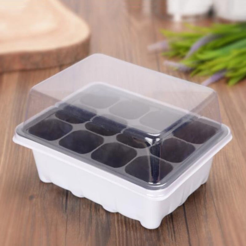 12-hole Plant Seedling Tray Seed Germination Tray With Dome Garden Grow Box Pot 