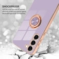 thumbnail image 4 of for Samsung Galaxy S23 Plus Case with 360° Rotation Magnetic Ring Kickstand Holder,Shiny Plating Gold Edge Soft Slim Shockproof +Screen Protector Protective Cover for Women Girls(Purple), 4 of 13