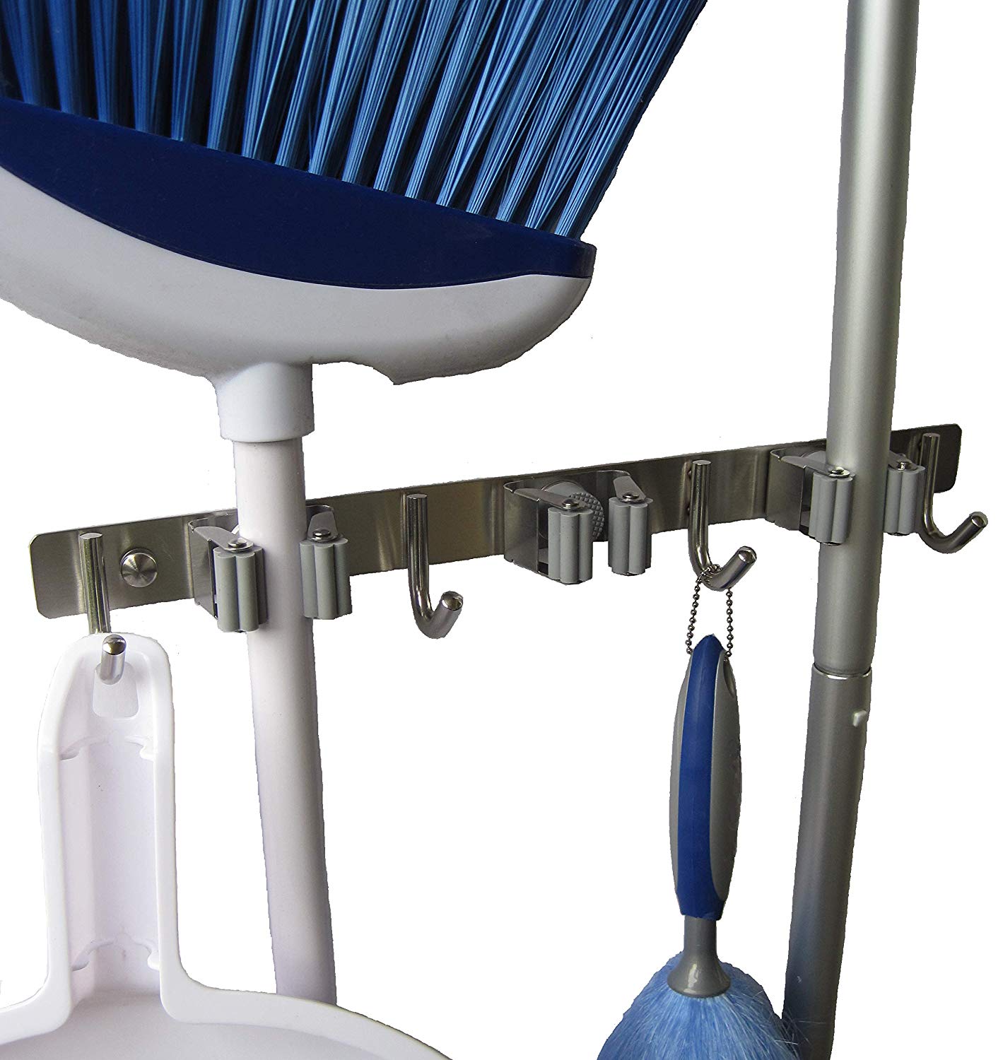 tiktecklab Broom Holder Wall Mounted Kitchen Hanging Garage Utility Tool Organizers and Storage Rack 5 Rack 6 Hooks for Commercial Bathroom Laundry Room Closet Gardening tiktecklab Broom Holder Wall Mounted Kitchen Hanging Garage Utility Tool Organizers and Storage Rack 5 Rack 6 Hooks for Commercial Bathroom Laundry Room Closet Gardening