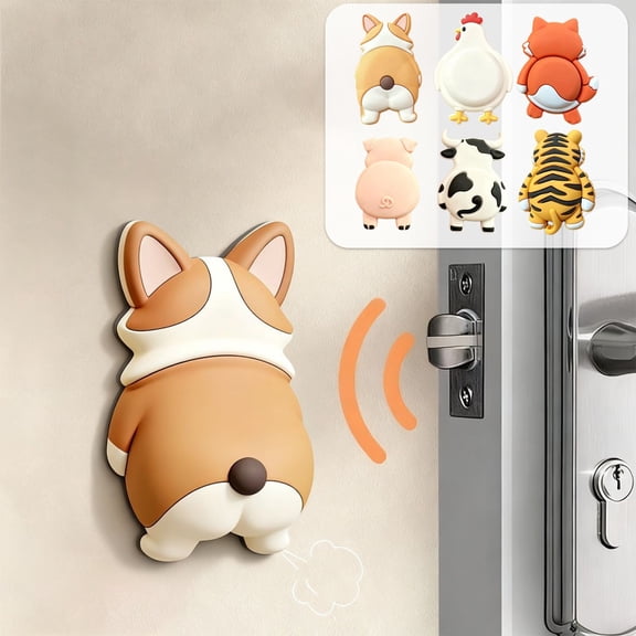 6Pcs Cute Animal Door Stopper Wall Protector - Silicone Anti-Collision Pads, Self-Adhesive Handle Bumper, Noise Reducing Furniture Buffer for Home & Office