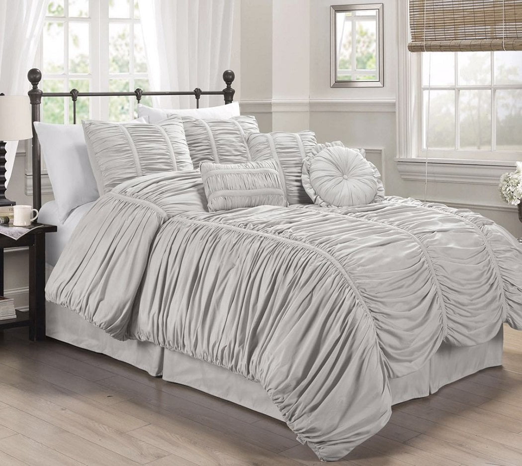 Chezmoi Collection Chic Ruched Ruffle Comforter Set