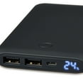 onn. DualPort Portable Battery, 3x Charge, 10000 mAh Black