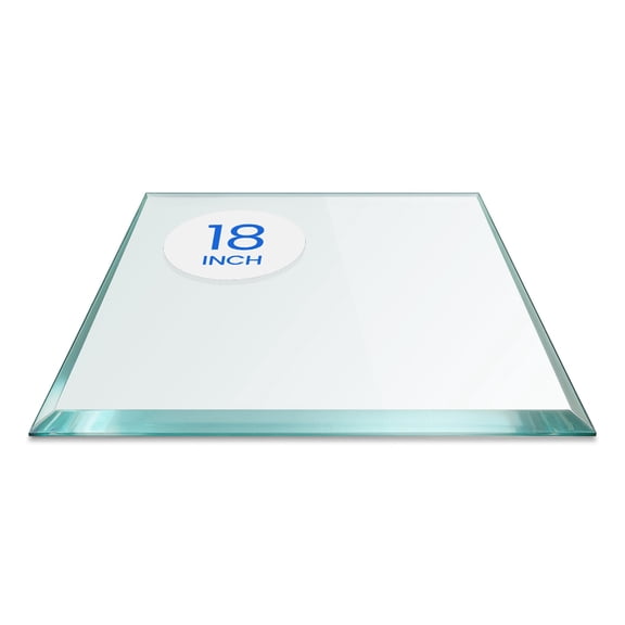 Dulles Glass 18" Square Table Top 1/2" Thick, Beveled Polished Tempered Glass for Indoor Dining or Outdoor Patio, 15 Pounds