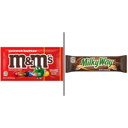 M&M'S Peanut Butter Milk Chocolate Candy 2.83 oz & Milky Way Milk Chocolate Candy Bar 1.84 oz