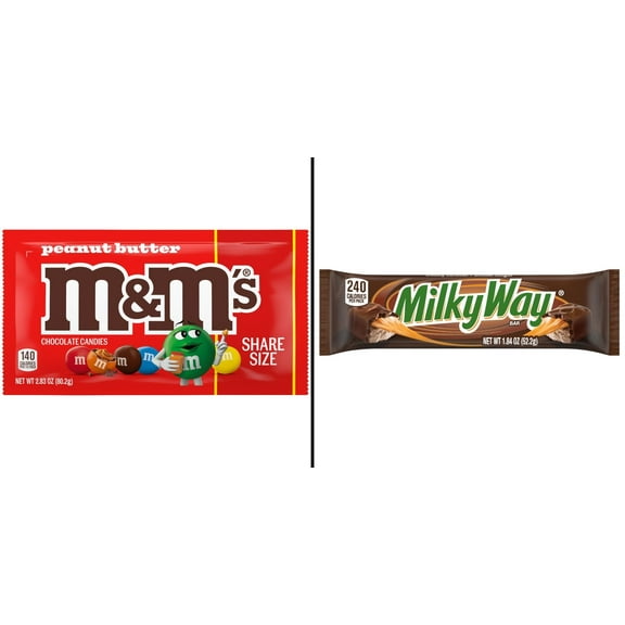M&M'S Peanut Butter Milk Chocolate Candy 2.83 oz & Milky Way Milk Chocolate Candy Bar 1.84 oz