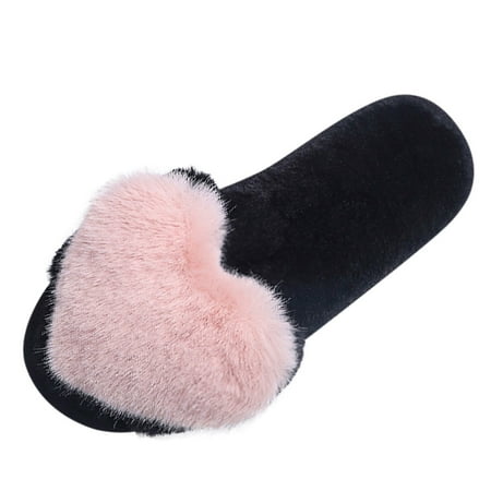 

Pgeraug womens slippers Flat Slip On Slippers Open Toe Winter Love Warm Keep Home Women Shoes ry Women s Slipper mens slippers Pink 36-37
