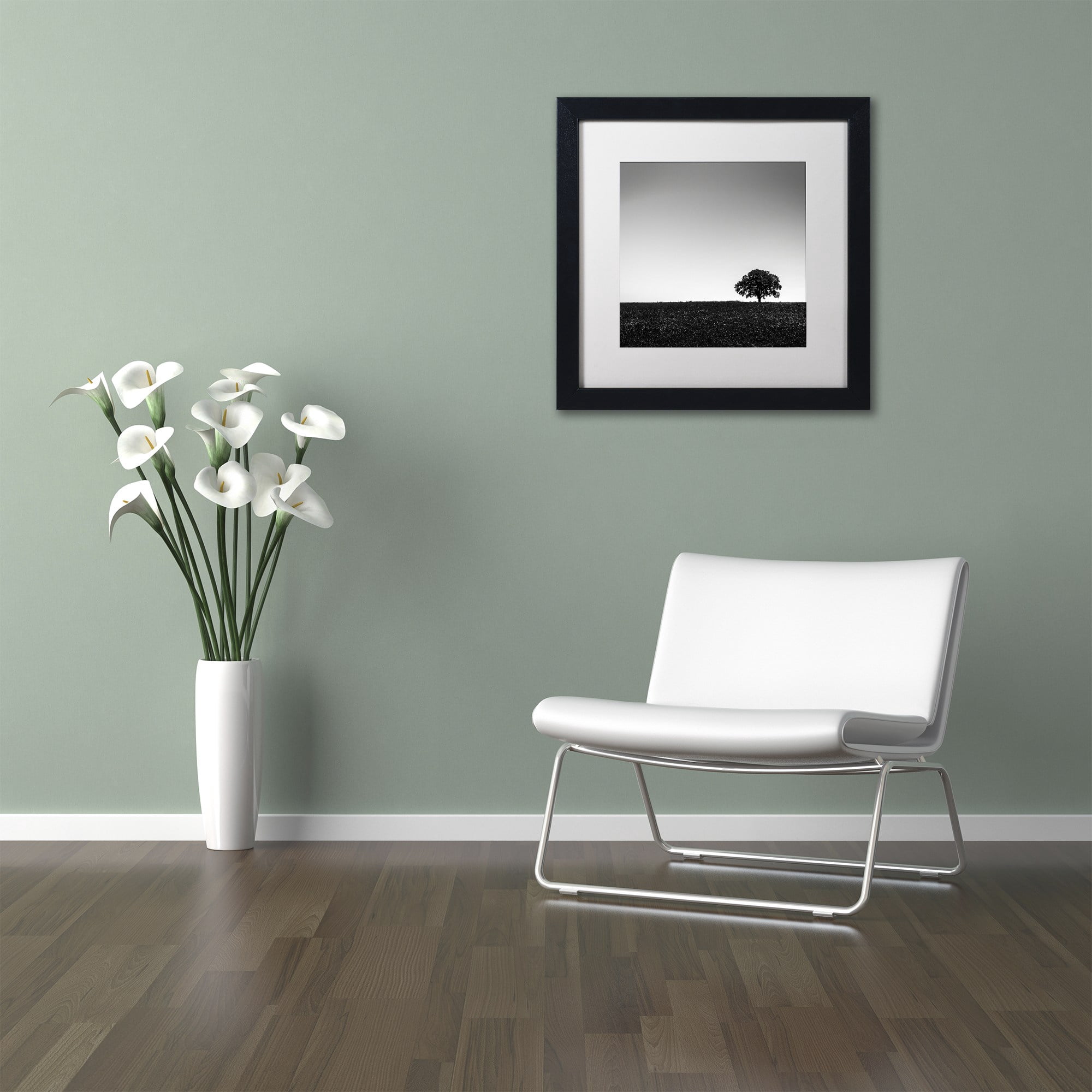 Trademark Fine Art "One Tree Hill" Canvas Art by Dave MacVicar, White Matte, Black Frame