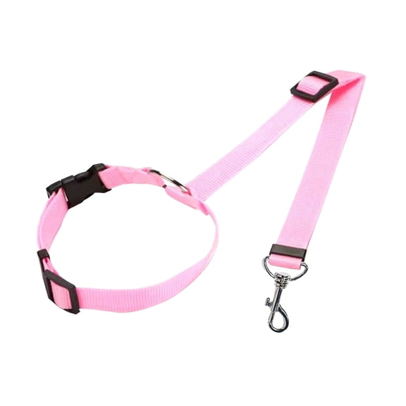 Qyaukm Pink Pet Car Safety Belt, Adjustable Vehicle Dog Leash with Shock Absorbing Bungee, Heavy-Duty Seat Belt Tether Clip for Back Seat Travel, Reflective for Night Visibility