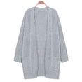 thumbnail image 5 of Cindysus Women Outwear Long Sleeve Coat Solid Color Cardigan Sweater Holiday Jacket Knitwear Gray L, 5 of 9