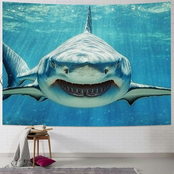 Autua Shark Underwater Background Jaws Underwater World Ocean Shark Aquarium Background Shark Theme Party Decoration Banner Birthday Photography Studio Props Wallpaper 40x30inch