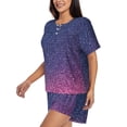 thumbnail image 2 of Lsque Violet Glitter Women's Short-Sleeved Pajama Set - 2 Piece Soft and Lightweight Sleepwear Set-Medium, 2 of 9