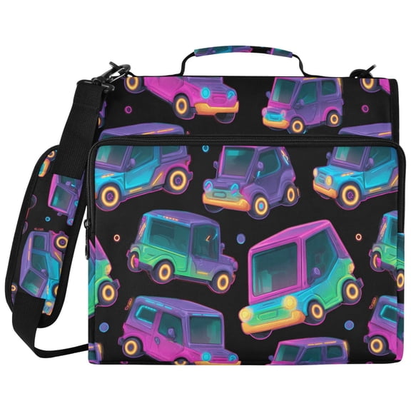ALAZA Zipper Binder Neon Off Road Vehicle Pattern 2 inch 3 Ring 500 Sheet Capacity Trapper Keeper File Folder Organizer Bag