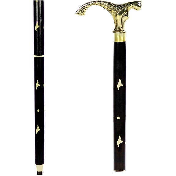 Aluminum & Brass Decorative Rosewood Walking Cane | Full Size Walking-Stick for Men & Women |
