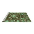 thumbnail image 2 of Ahgly Company Machine Washable Indoor Round Abstract Turquoise Blue Modern Area Rugs, 5' Round, 2 of 4