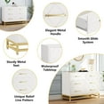 thumbnail image 7 of Homhougo Dresser for Bedroom 6 Drawer White with Wide Drawers and Metal Handles, Wooden Dressers and Chests of Drawers, Dresser Organizer for Living Room Hallway Entrywa, 7 of 7