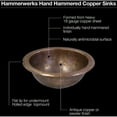 thumbnail image 3 of Houzer HW-CLA1RS Hammerwerks Classic Drop-in Copper Bathroom Sink, Antique Copper, 3 of 5