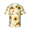thumbnail image 2 of Picia Watercolor Bee Honey Honeycomb Bee Gentle Cotton Regular Fit Short Sleeve Casual Hawaiian Shirt for Men-, 2 of 9