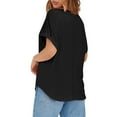 thumbnail image 6 of Summer Womens Tops 2025 Fashion Plus Size Casual Solid Color Round Neck Loose Short Sleeve T-shirt Top Blouses, 6 of 6