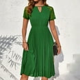 thumbnail image 6 of PuLe 【New】 Summer Short Sleeve Dress Women's Summer Halter Smocked Midi Dress Sleevelesss V Neck Ruffle Tiered Swing Flowy A Line Beach Sundress, 6 of 7