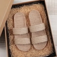 thumbnail image 5 of Samdudou Plus Size Slip On Sandals for Women Double Band Woven Slides Braided Texture Flat Jute Style Sole Minimalist Open Toe Footwear for Vacation, 5 of 6