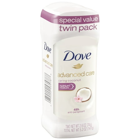 Dove Womens Antiperspirant Deodorant For Sweat Block Caring Coconut 48-Hour Deodorant Protection 2.6 oz 2 count