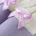 thumbnail image 4 of Luxurious Comfy Plush Slippers,Unique Ribbon bow Accent Pattern,Fleece Band and Interior,Non-slip Rubber Textured Sole(Purple-8), 4 of 7