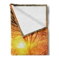 thumbnail image 2 of Autumn Soft Flannel Fleece Throw Blanket, Leafless Tree in Fall on Sunset Backdrop Horizon with Water Reflection Panorama, Cozy Plush for Indoor and Outdoor Use, 70" x 90", Orange Black, by Ambesonne, 2 of 5