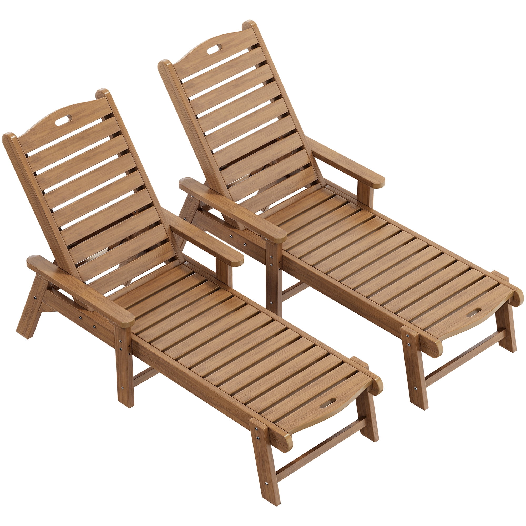 Uforic 2 Pcs Outdoor Chaise Lounge Chairs with Adjustable Backrest, Heavy Duty Hips Resin Patio Lounger with Wide Armrest