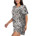thumbnail image 3 of Womens Pajama Sets With Pocket, Leopard And Zebra Lounge Sets Short Sleeve Sleepwear PJ Sets for Women, 3 of 6