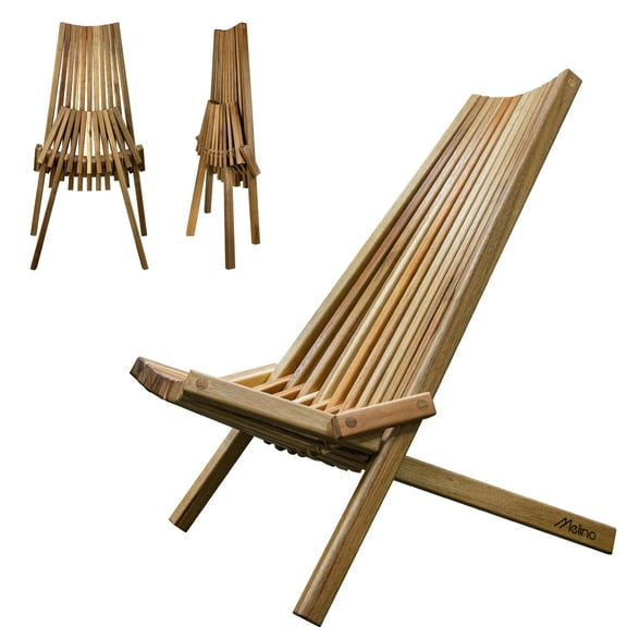 Melino Wooden Folding Tamarack Chairs, FSC Certified Acacia Low Profile Adirondack Chairs