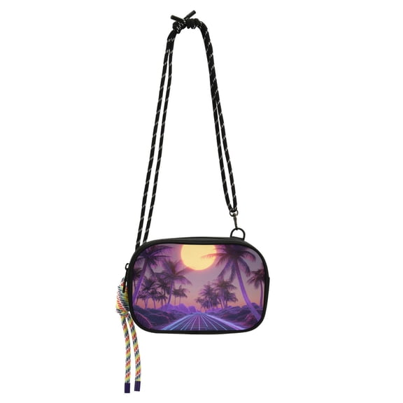 FORMRS Mini Crossbody Bag for Women Adjustable Shoulder Rope Travel Casual Phone Purse, Night Purple Road