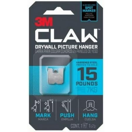 

3M 3PH15M-1ES CLAW Drywall Picture Hanger & Marker Holds 15-Lbs. - Quantity 4