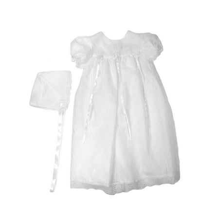 Christening Day Girls' White All-Over Lace Christening Gown with