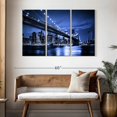 thumbnail image 3 of Elephant Stock Twinkling Brooklyn Bridge Wall Art - Horizontal Multi Panel Canvas - Living Room Wall Decor - Architecture Multi Panel - Blue And Black Decor - 50" x 32", 3 of 8