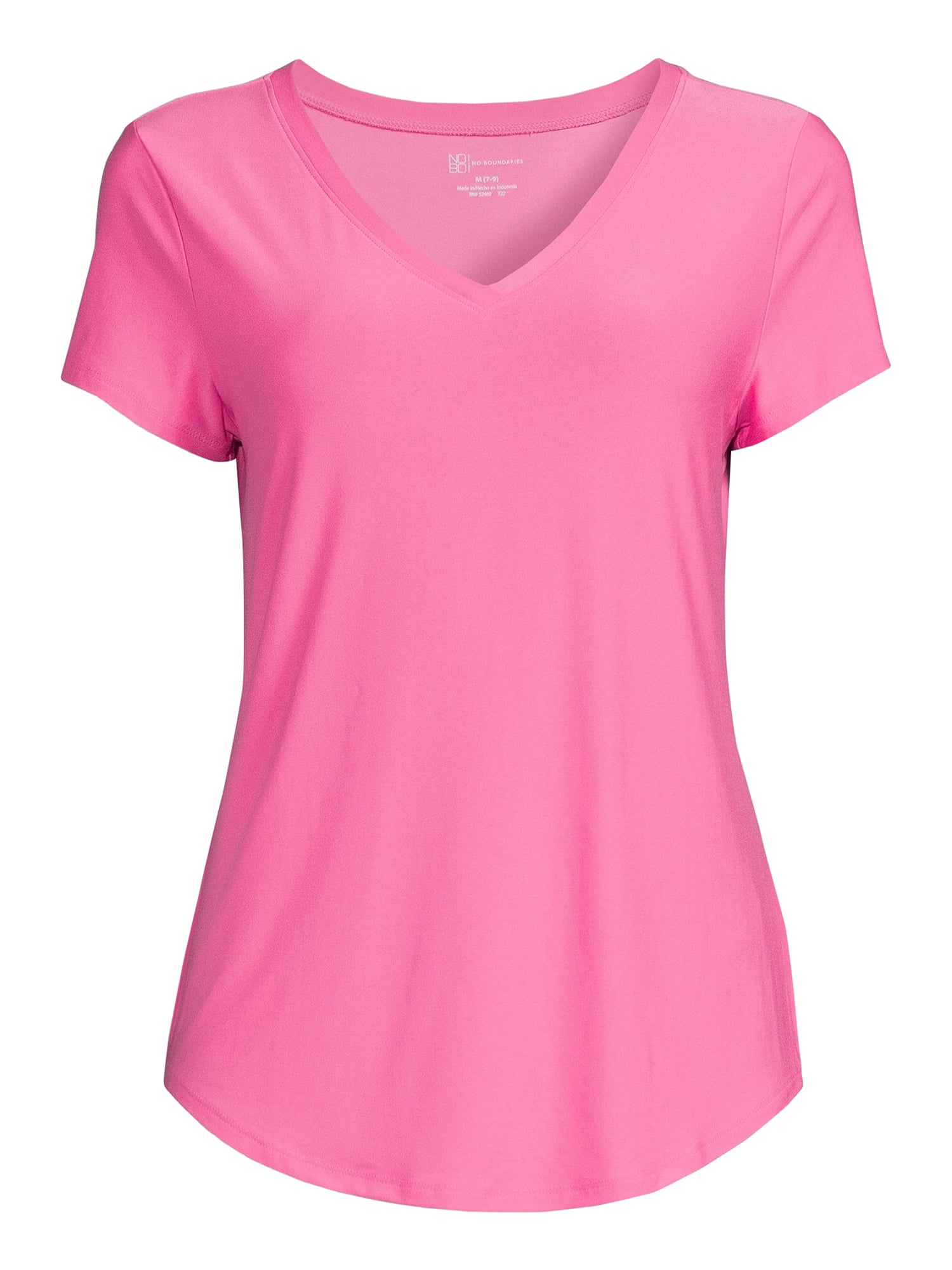 No Boundaries Women's Junior's Brushed V-Neck Short Sleeve T-Shirt
