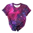 thumbnail image 6 of Penkiiy Galaxy Printed Shirt , Women's Print Graphic T Shirt Short Sleeve Summer T-Shirt Novelty Casual Tee XL Hot Pink, 6 of 7