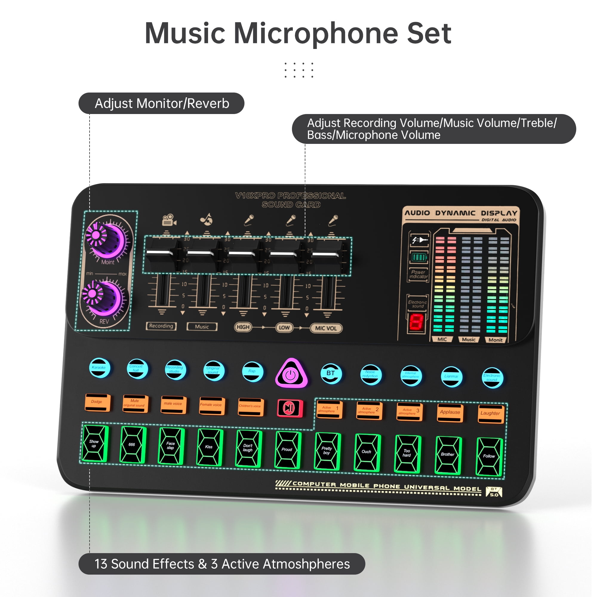 VIPQV Condenser Microphone Bundle, Podcast Microphone with Voice Changer, Podcast Equipment Bundle - Studio Equipment for Laptop Computer Vlog Living Broadcast Live Streaming YouTube TikTok