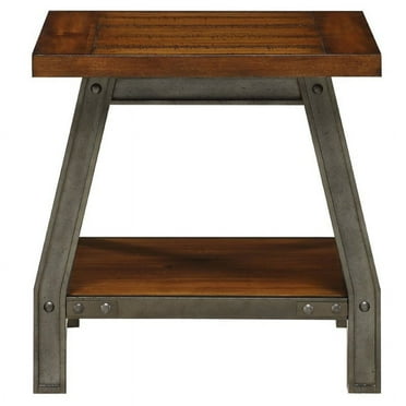 Lexicon Holverson Wood End Table in Rustic Brown and Gunmetal