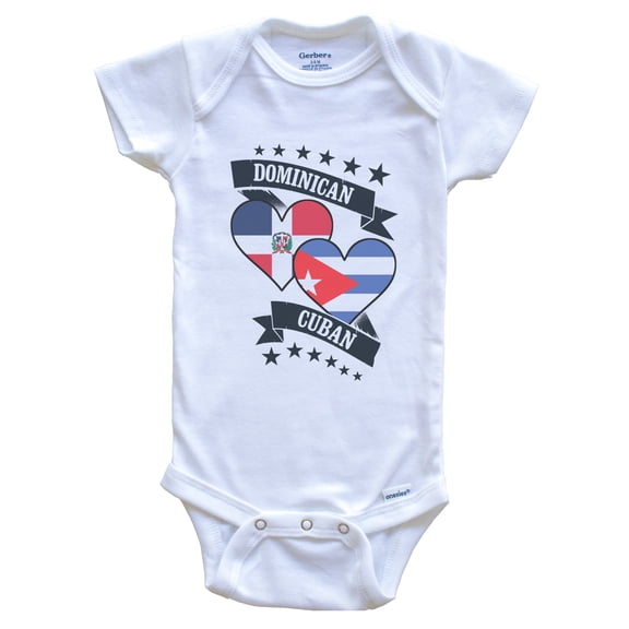Dominican Cuban Heart Flags Dominican Republic Cuba Baby Bodysuit, 0-3 months white