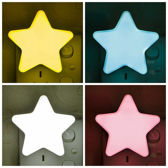 Star LED Night Light, Smart Dusk to Dawn Lighting Sensor Lamp, Cute Star Kids Birthday Christmas Gift, 4 Pack