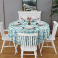 thumbnail image 2 of Blue Daisy Flower Pattern Round Tablecloth 60"x60",Wrinkle Wipeable Table Cloth for Kitchen Dining Room Picnic Patio Party, 2 of 6