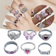 thumbnail image 2 of Chica Personalidad gota de aceite de color de la flor del corazón Multipiece Combinación Set Anillo Moda Hip Hop Mujeres Joyería, 2 of 8