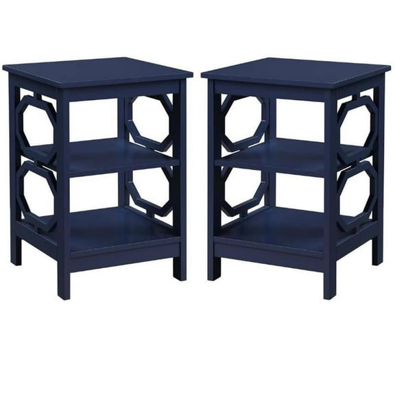 Home Square Omega End Table in Cobalt Blue Wood Finish - Set of 2
