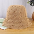 thumbnail image 5 of CoCopeaunts Women Bucket Hat Solid Color Casual Simple Bucket Caps Bell-Shaped Hollow Design Stretchy Warm Knitting Beanie Hat, 5 of 8