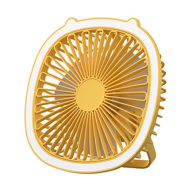 Luz nocturna Ventilador eléctrico 3 aspas USB Mini Bear Ears Ventilador de techo Silencio (Amarillo) Tmvgtek Libre de BPA